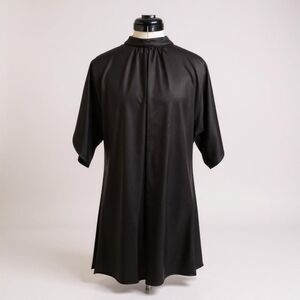 Women’s Large Dress Black Satin Cap Sleeves Knee Mini Length, Size Large